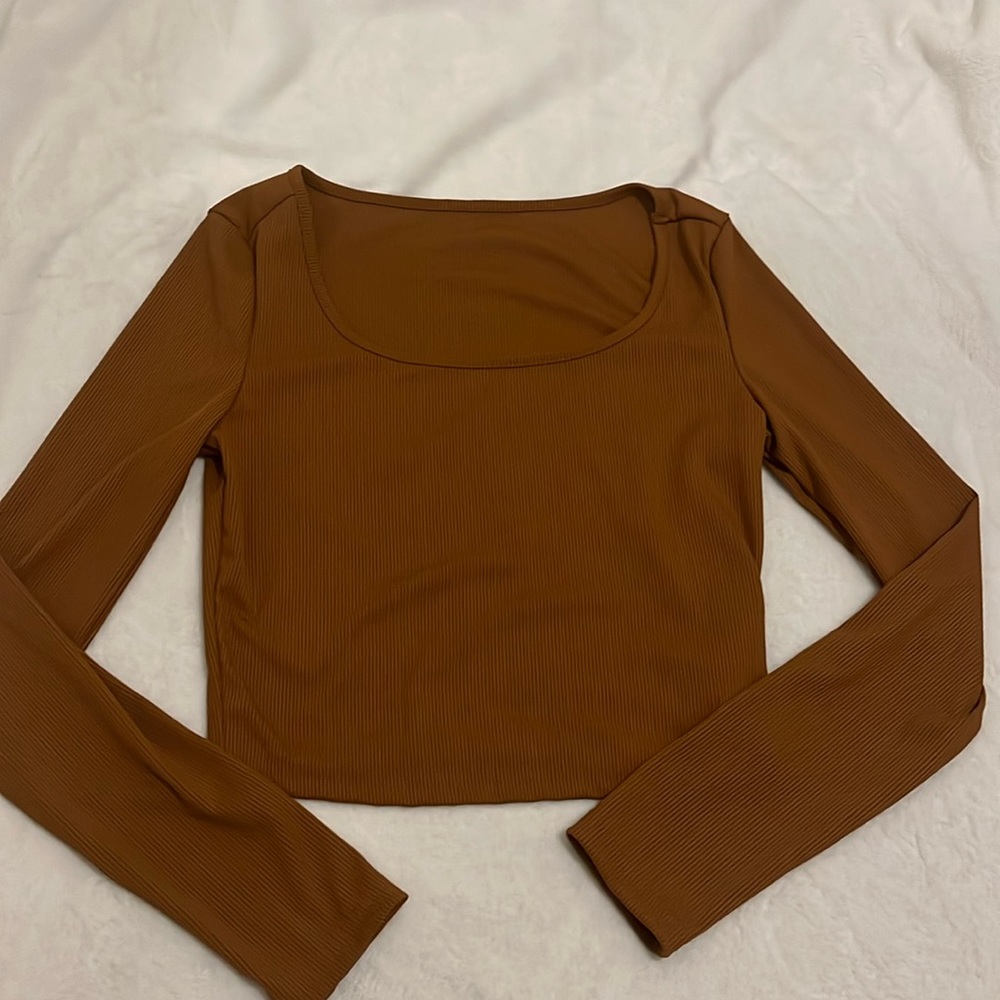 Women's Auburn Brown Shirt Long Sleeve Cropped Large Shirt